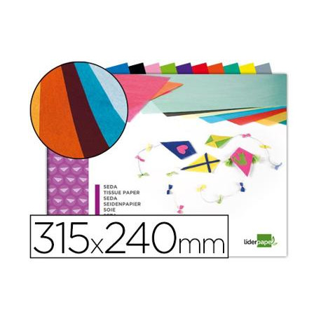 BLOC TRABAJOS MANUALES LIDERPAPEL SEDA 240X315MM 10 HOJAS COLORES SURTIDOS