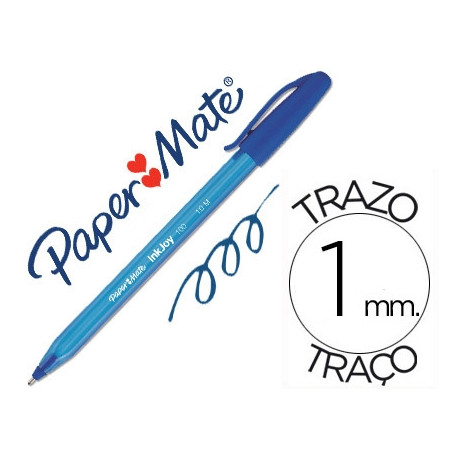 BOLIGRAFO PAPER MATE INKJOY 100 PUNTA MEDIA TRAZO 1MM AZUL