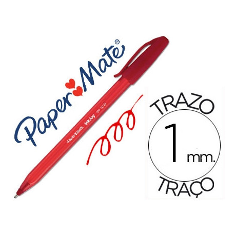 BOLIGRAFO PAPER MATE INKJOY 100 PUNTA MEDIA TRAZO 1MM ROJO