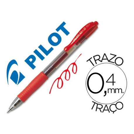 BOLIGRAFO PILOT G-2 ROJO TINTA GEL RETRACTIL SUJECION DE CAUCHO