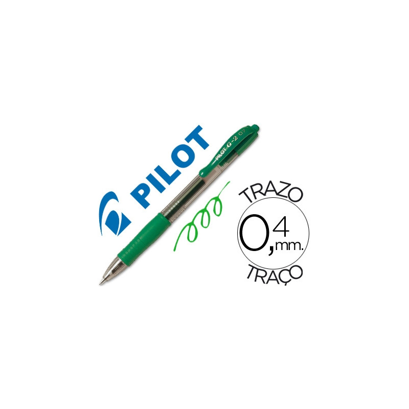 BOLIGRAFO PILOT G-2 VERDE TINTA GEL RETRACTIL SUJECION DE CAUCHO