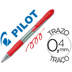 BOLIGRAFO PILOT SUPER GRIP ROJO RETRACTIL SUJECION DE CAUCHO TINTA BASE DE ACEITE