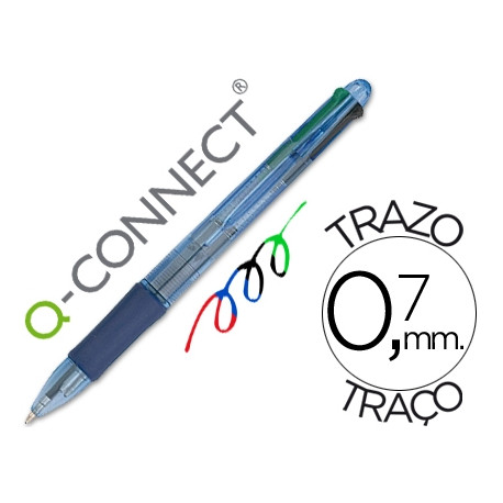 BOLIGRAFO Q-CONNECT 4 EN 1 TINTA 4 COLORES RETRACTIL CON SUJECION DE CAUCHO