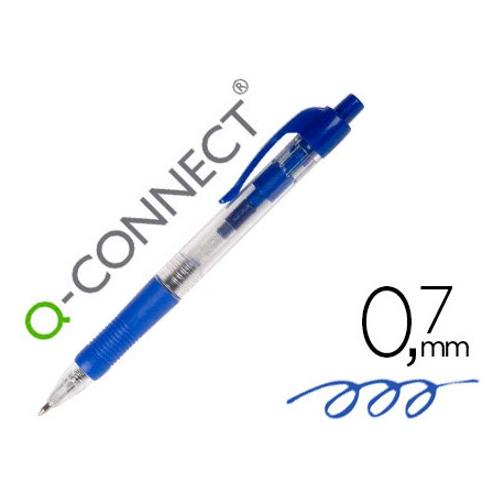 BOLIGRAFO Q-CONNECT RETRACTIL CON SUJECION DE CAUCHO TINTA ACEITE 0,7 MM COLOR AZUL