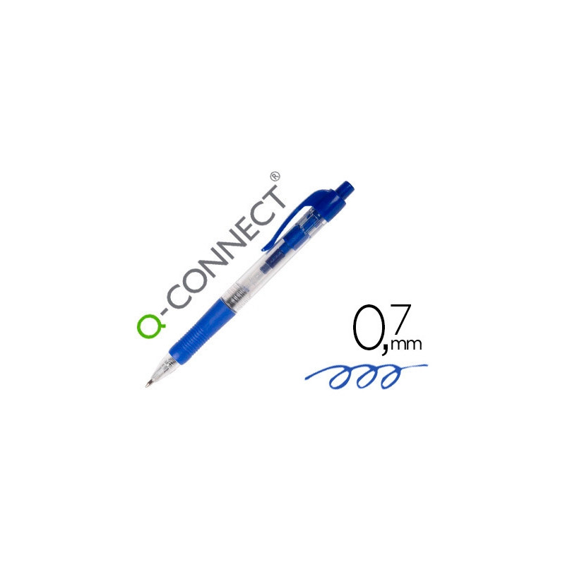 BOLIGRAFO Q-CONNECT RETRACTIL CON SUJECION DE CAUCHO TINTA ACEITE 0,7 MM COLOR AZUL