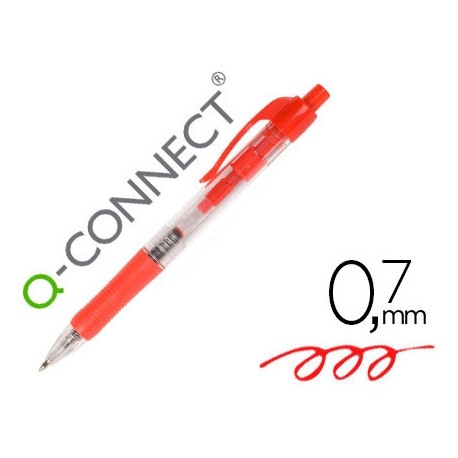 BOLIGRAFO Q-CONNECT RETRACTIL CON SUJECION DE CAUCHO TINTA ACEITE 0,7 MM COLOR ROJO