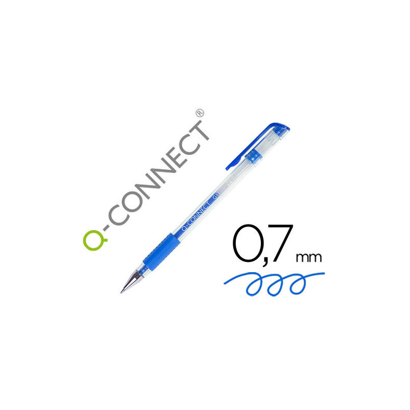 BOLIGRAFO Q-CONNECT TINTA GEL AZUL 0,7 MM SUJECION DE CAUCHO