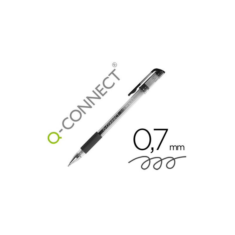 BOLIGRAFO Q-CONNECT TINTA GEL NEGRO 0,7 MM SUJECION DE CAUCHO