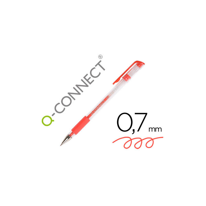 BOLIGRAFO Q-CONNECT TINTA GEL ROJO 0,7 MM SUJECION DE CAUCHO