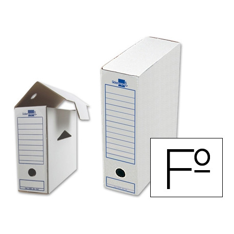 CAJA ARCHIVO DEFINITIVO LIDERPAPEL 104 FOLIO CARTON RECICLADO 325G/M2 LOMO 100 MM BLANCO 365X100X251