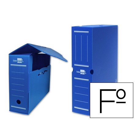 CAJA ARCHIVO DEFINITIVO PLASTICO LIDERPAPEL LOMO 100 MM AZUL 360X100X260 MM