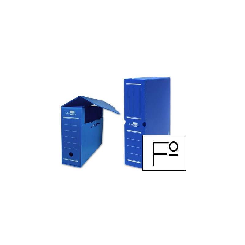 CAJA ARCHIVO DEFINITIVO PLASTICO LIDERPAPEL LOMO 100 MM AZUL 360X100X260 MM