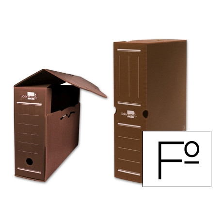 CAJA ARCHIVO DEFINITIVO PLASTICO LIDERPAPEL LOMO 100 MM MARRON 360X100X260 MM