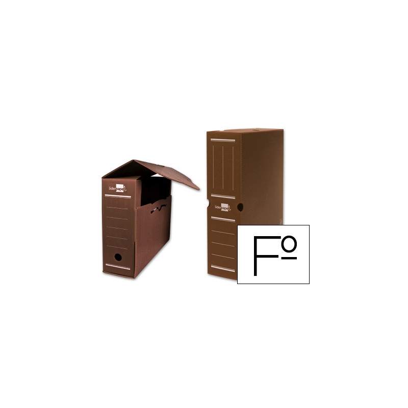 CAJA ARCHIVO DEFINITIVO PLASTICO LIDERPAPEL LOMO 100 MM MARRON 360X100X260 MM