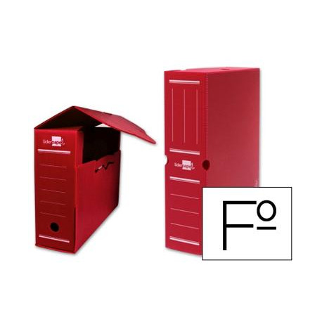 CAJA ARCHIVO DEFINITIVO PLASTICO LIDERPAPEL LOMO 100 MM ROJO 360X100X260 MM