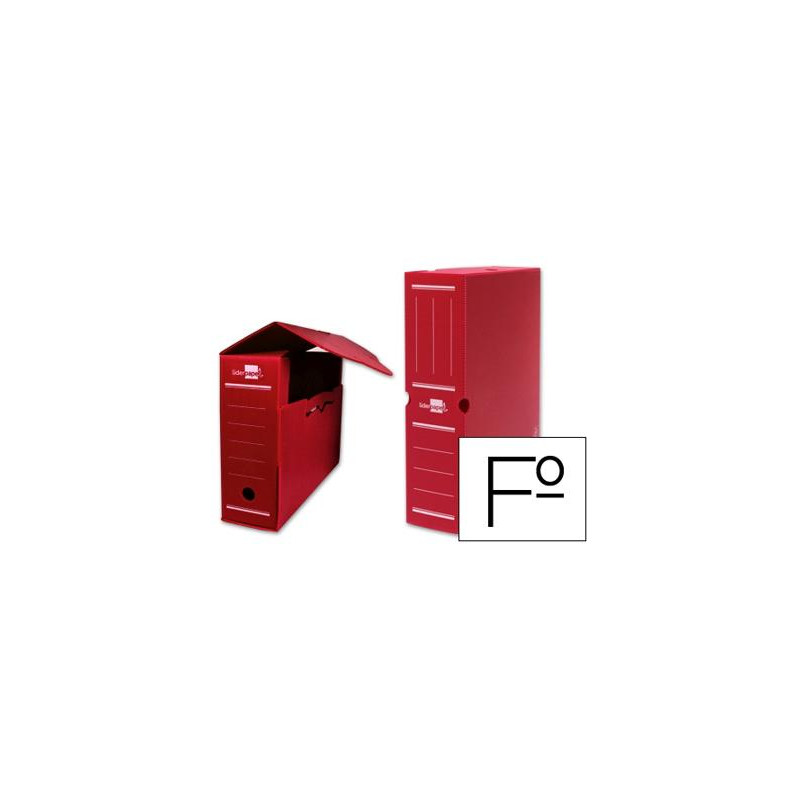 CAJA ARCHIVO DEFINITIVO PLASTICO LIDERPAPEL LOMO 100 MM ROJO 360X100X260 MM