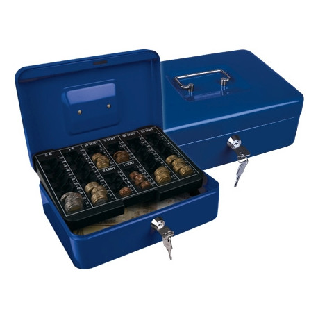 CAJA CAUDALES Q-CONNECT 10" 250X180X90 MM AZUL CON PORTAMONEDAS