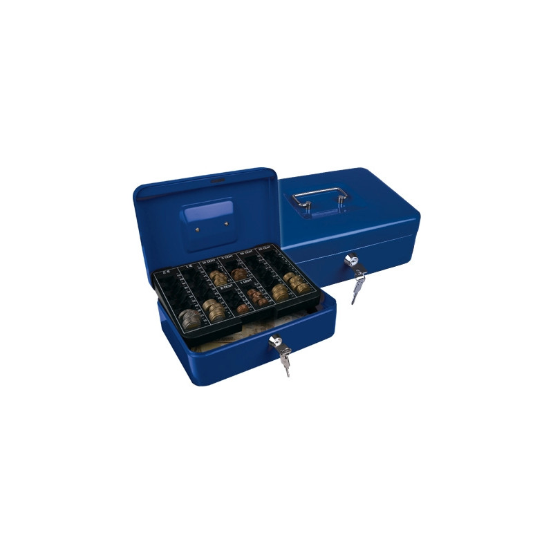 CAJA CAUDALES Q-CONNECT 10" 250X180X90 MM AZUL CON PORTAMONEDAS