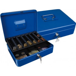 CAJA CAUDALES Q-CONNECT 12" 300X240X90 MM AZUL CON PORTAMONEDAS