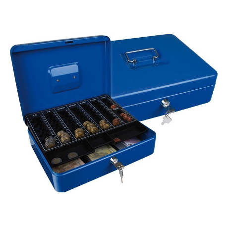 CAJA CAUDALES Q-CONNECT 12" 300X240X90 MM AZUL CON PORTAMONEDAS