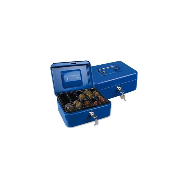 CAJA CAUDALES Q-CONNECT 8" 200X160X90 MM AZUL CON PORTAMONEDAS