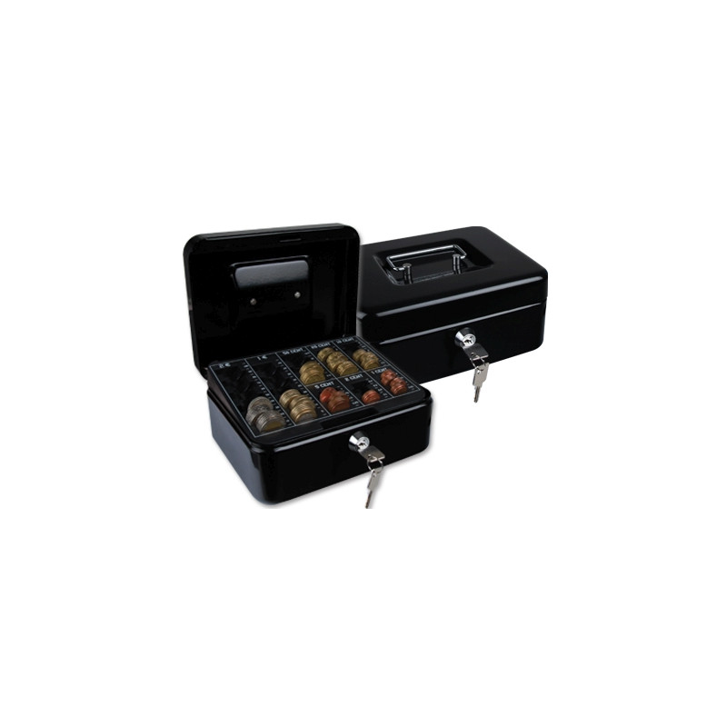 CAJA CAUDALES Q-CONNECT 8" 200X160X90 MM NEGRA CON PORTAMONEDAS