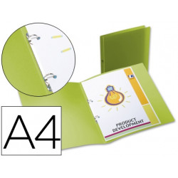 CARPETA LIDERPAPEL 2 ANILLAS REDONDAS MINI 15 MM 49073 POLIPROPILENO DIN A4 VERDE TRANSLUCIDO