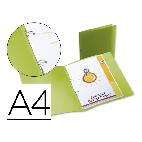 CARPETA LIDERPAPEL 2 ANILLAS REDONDAS MINI 15 MM 49073 POLIPROPILENO DIN A4 VERDE TRANSLUCIDO