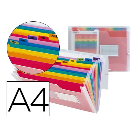 CARPETA LIDERPAPEL CLASIFICADOR FUELLE 42159 POLIPROPILENO A4 TTE 2 HUECOS TARJETAS SPECTRAFILE 13 D