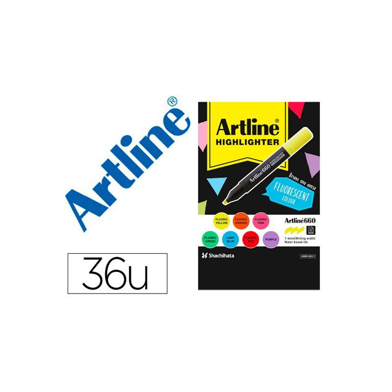 ROTULADOR ARTLINE FLUORESCENTE EK-660 EXPOSITOR DE 36 UNIDADES COLORES SURTIDOS