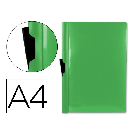 CARPETA LIDERPAPEL DOSSIER PINZA LATERAL 45303 POLIPROPILENO DIN A4 VERDE CLA30 HOJAS PINZA DESLIZAN