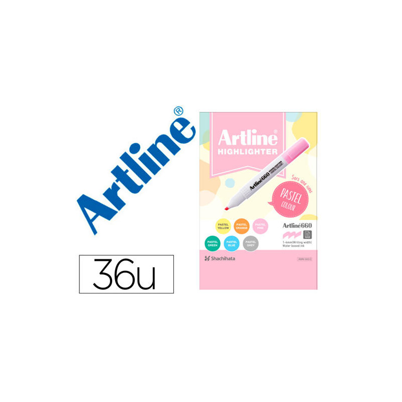 ROTULADOR ARTLINE FLUORESCENTE EK-660 COLORES PASTEL EXPOSITOR DE 36 UNIDADES COLORES SURTIDOS