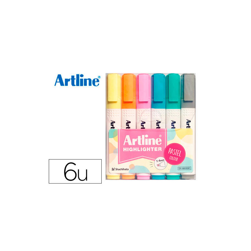 ROTULADOR ARTLINE FLUORESCENTE EK-660 COLORES PASTEL BOLSA DE 6 UNIDADES COLORES SURTIDOS