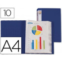 CARPETA LIDERPAPEL PERSONALIZA 31702 10 FUNDAS POLIPROPILENO DIN A4 AZUL LOMO PERSONALIZABLE