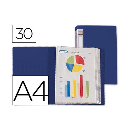 CARPETA LIDERPAPEL PERSONALIZA 37022 30 FUNDAS POLIPROPILENO DIN A4 AZUL LOMO PERSONALIZABLE