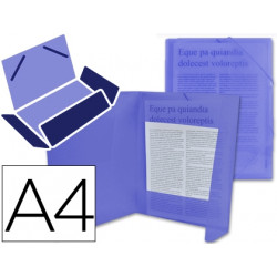 CARPETA LIDERPAPEL GOMAS SOLAPAS 34962 POLIPROPILENO DIN A4 AZUL TRANSLUCIDO