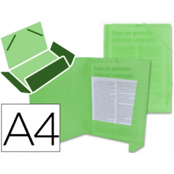 CARPETA LIDERPAPEL GOMAS SOLAPAS 34963 POLIPROPILENO DIN A4 VERDE TRANSLUCIDO