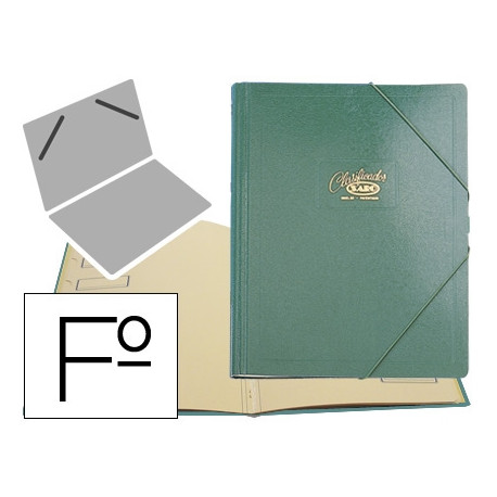 CARPETA CLASIFICADOR CARTON COMPACTO SARO FOLIO VERDE 12 DEPARTAMENTOS