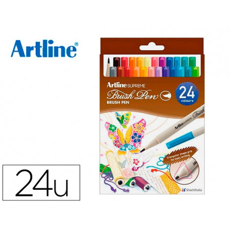 ROTULADOR ARTLINE SUPREME BRUSH EPFS PINTURA BASE DE AGUA PUNTA TIPO PINCEL TRAZO FINO BOLSA DE 24 U