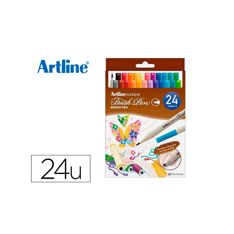 ROTULADOR ARTLINE SUPREME BRUSH EPFS PINTURA BASE DE AGUA PUNTA TIPO PINCEL TRAZO FINO BOLSA DE 24 U