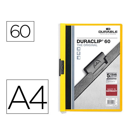 CARPETA DURACLIP DOSSIER PINZA LATERAL AMARILLO CAPACIDAD 60 HOJAS