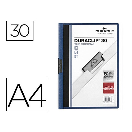 CARPETA DURACLIP DOSSIER PINZA LATERAL AZUL OSCURO CAPACIDAD 30 HOJAS