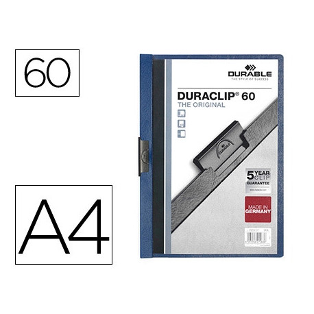 CARPETA DURACLIP DOSSIER PINZA LATERAL AZUL OSCURO CAPACIDAD 60 HOJAS