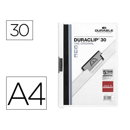 CARPETA DURACLIP DOSSIER PINZA LATERAL BLANCO CAPACIDAD 30 HOJAS