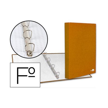 CARPETA DE 4 ANILLAS 25MM MIXTAS LIDERPAPEL FOLIO CARTON FORRADO PAPER COAT NARANJA