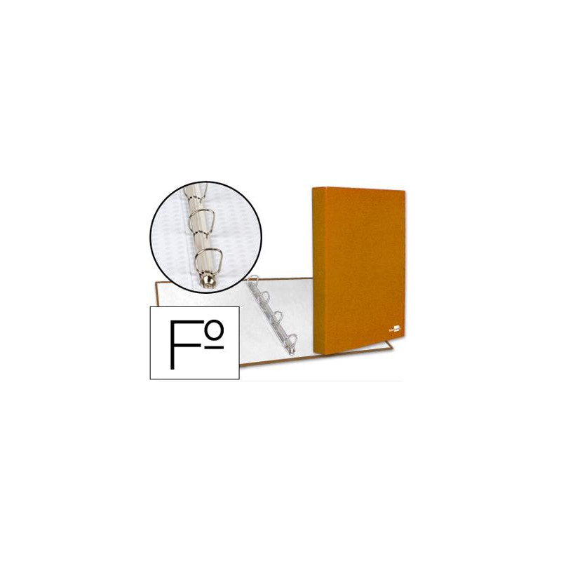 CARPETA DE 4 ANILLAS 25MM MIXTAS LIDERPAPEL FOLIO CARTON FORRADO PAPER COAT NARANJA