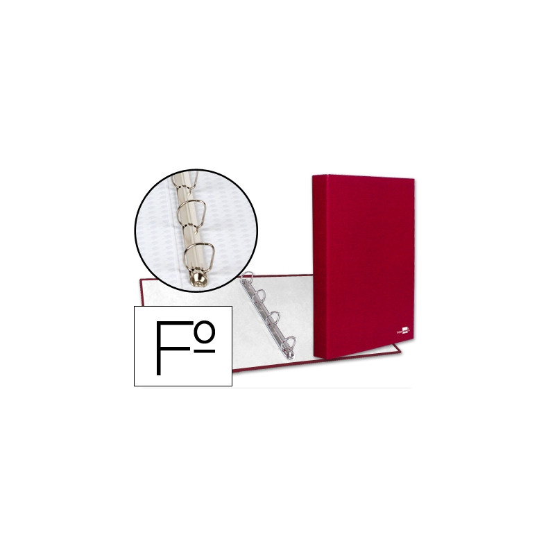 CARPETA DE 4 ANILLAS 25MM MIXTAS LIDERPAPEL FOLIO CARTON FORRADO PAPER COAT ROJA