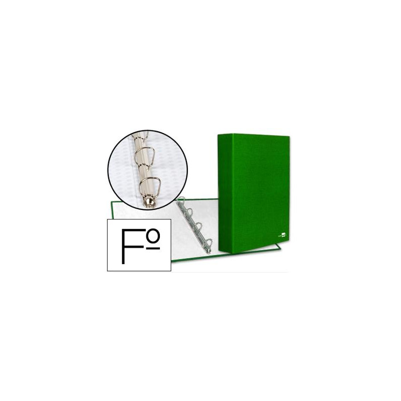 CARPETA DE 4 ANILLAS 40MM MIXTAS LIDERPAPEL FOLIO CARTON FORRADO PAPER COAT VERDE