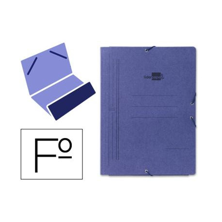 CARPETA LIDERPAPEL GOMAS FOLIO BOLSA CARTON PINTADO AZUL