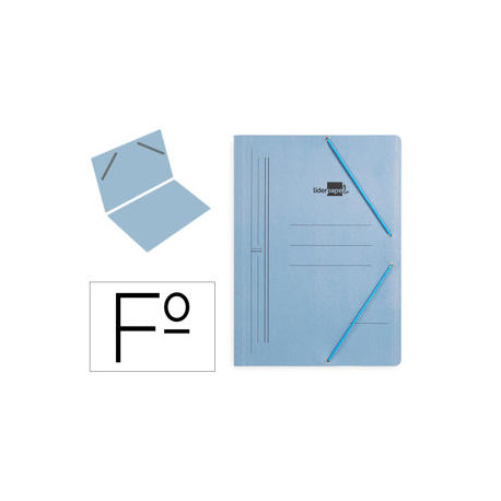 CARPETA LIDERPAPEL GOMAS FOLIO SENCILLA CARTON PINTADO AZUL